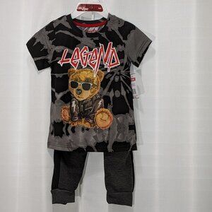 Prime Threads Boy's 2 - Piece Jopper Set Outfit Gray/Black Size 6 NWT